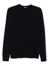 Drumohr Textured Knit Long Sleeve Crew-neck Sweater In Black