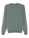 Drumohr Merino Wool Long Sleeve Crew-neck Sweater In Green