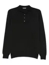 Drumohr Collared Ribbed Polo Shirt In Black
