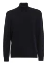 Drumohr Turtleneck Merino Wool Sweater With Ribbed Edge In Azul Oscuro