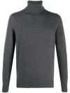 Drumohr Merino Wool Turtleneck Sweater With Ribbed Detailing And Versatile Fit In Grey