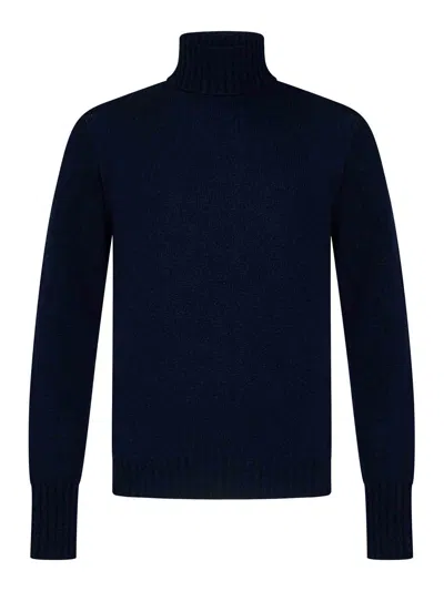 Drumohr Midnight Blue Cashmere Turtleneck Sweater Wit