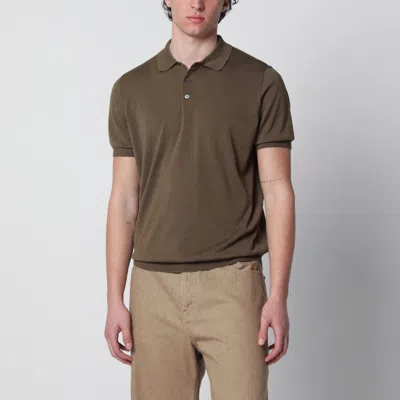 Drumohr Military Green Cotton Polo Shirt In Brown