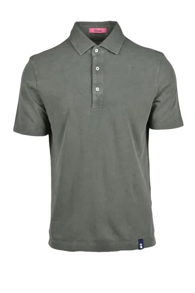 Drumohr Military Green Cotton Polo Shirt In Gray