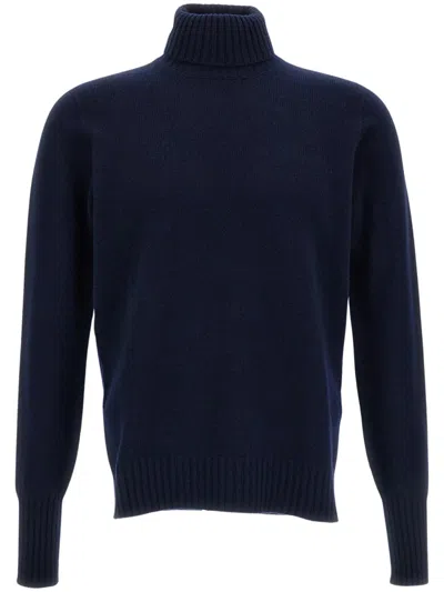 Drumohr Jersey-knit Roll-neck Sweater In Blue