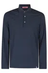 Drumohr Long Sleeve Navy Blue Jersey Polo Shirt In Blue