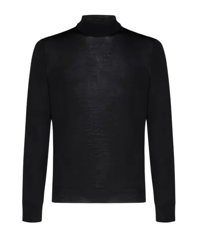 Drumohr Mock-neck Merino Jumper In Black