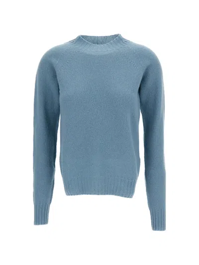 Drumohr Mock-neck Wool Sweater In Blue