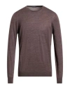 Drumohr Modern Man Sweater Light Brown Size 46 Super 140s Wool In Burgundy