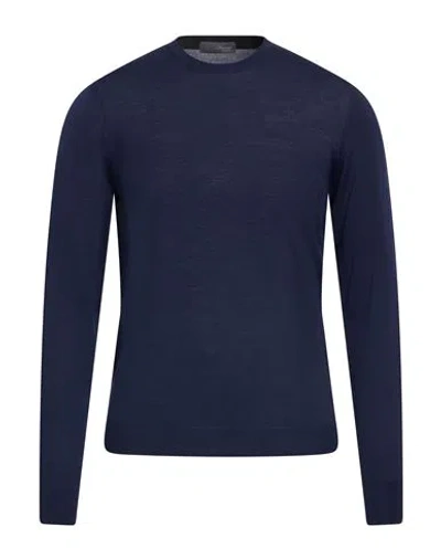 Drumohr Modern Man Sweater Navy Size 48 Super 140s Wool In Blue