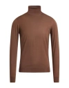 Drumohr Modern Man Turtleneck Light Brown Size 42 Super 140s Wool In Sand