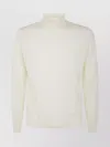 Drumohr Modern Turtleneck Sweater Ribbed Cuffs In White