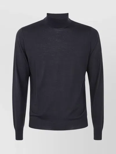 Drumohr Modern Turtleneck Sweater Ribbed Trim In Black