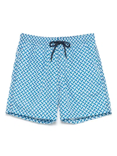 Drumohr Monogram-pattern Swim Shorts In Blue