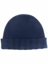 Drumohr Knitted Cashmere Beanie In Navy Blue