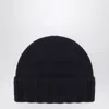 Drumohr Navy Blue Cashmere Beret In Black