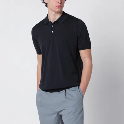 Drumohr Navy Blue Cotton Polo In Black