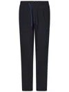 Drumohr Navy Blue Cotton Trousers With Adjustable Drawstring Waist In Black