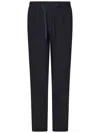 Drumohr Navy Blue Cotton Trousers With Adjustable Drawstring Waist In Black
