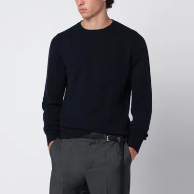 Drumohr Crewneck Sweater In Blueblack Cashmere In Brown