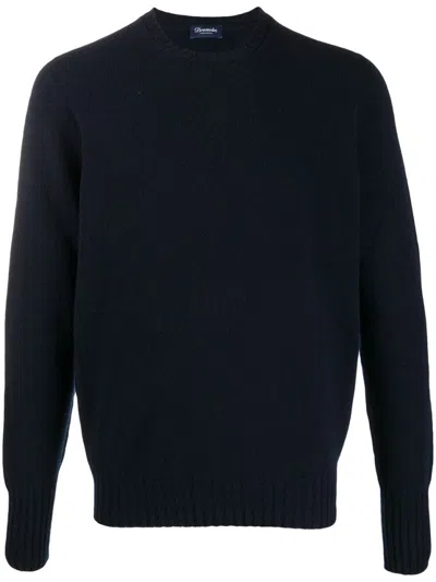 DRUMOHR NAVY BLUE FINE KNIT LAMBS WOOL SWEATER
