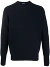 Drumohr Cashmere Crewneck Sweater With Ribbed Detailing In Black