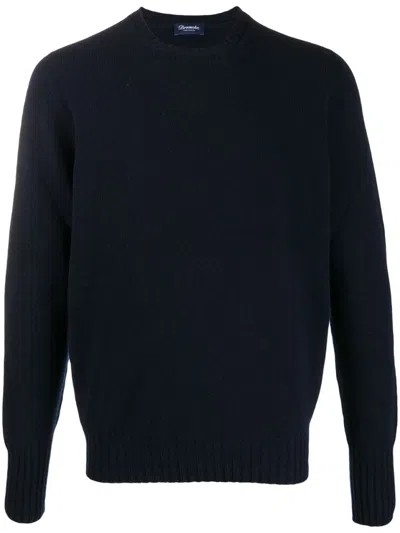 DRUMOHR DRUMOHR NAVY BLUE FINE KNIT LAMBS WOOL SWEATER