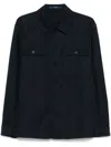Drumohr Linen Shirt Jacket With Multiple Pockets In Blue