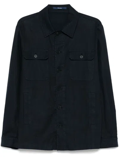 DRUMOHR NAVY BLUE LINEN SHIRT JACKET