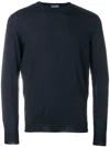 Drumohr Crew Neck Cotton Jumper In Light Blue