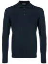 Drumohr Long Sleeve Navy Blue Jersey Polo Shirt In Navy Blue