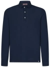 Drumohr Long Sleeve Navy Blue Jersey Polo Shirt In Blue