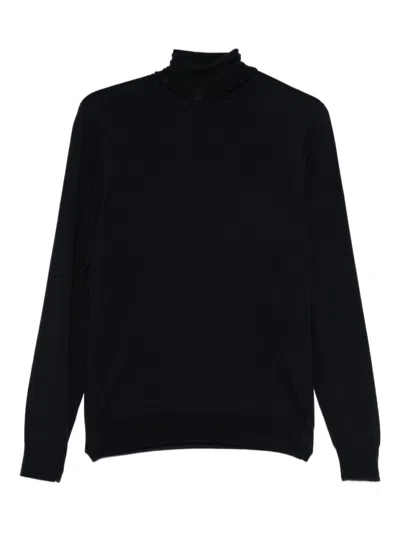 DRUMOHR NAVY BLUE MERINO WOOL TURTLENECK SWEATER