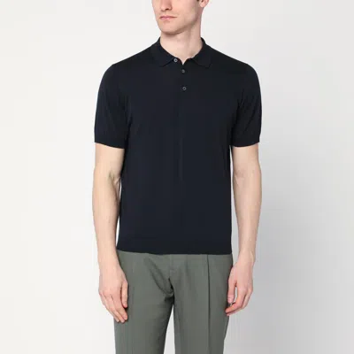 Drumohr Cotton Polo Shirt With Short Sleeves And Collar In Blue