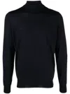 Drumohr Navy Blue Turtleneck Sweater In Black