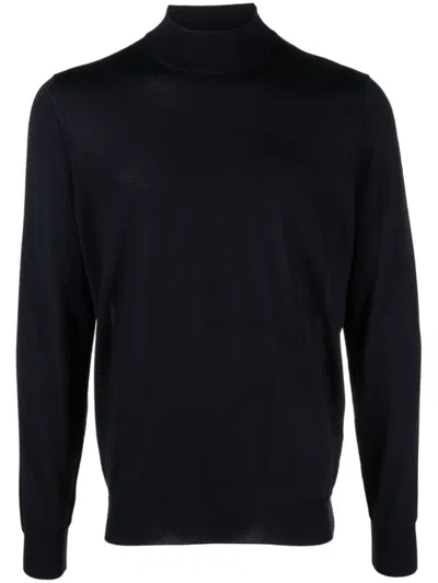 Drumohr Navy Blue Turtleneck Sweater In Black
