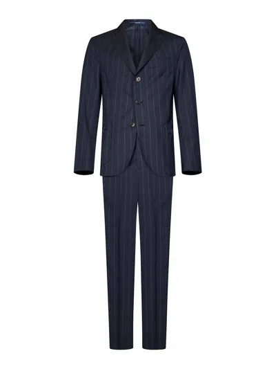 Drumohr Navy Blue Virgin Wool Pinstripe Suit