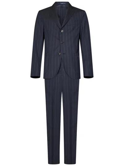 Drumohr Navy Blue Virgin Wool Pinstripe Suit