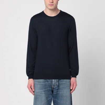 Drumohr Navy Blue Wool Crew-neck Sweater