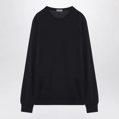 Drumohr Navy Blue Wool Crew-neck Sweater