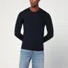 Drumohr Navy Blue Wool Crew Neck Sweater In Blue