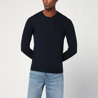 DRUMOHR DRUMOHR NAVY BLUE WOOL CREW NECK SWEATER
