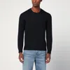 Drumohr Navy Blue Wool Crew Neck Sweater In Black