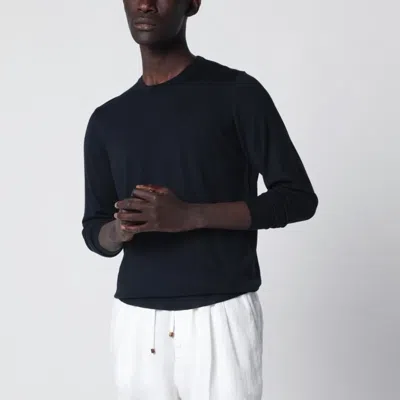 Drumohr Navy Blue Wool Crewneck Sweater In Black
