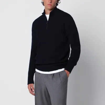 Drumohr Navy Blue Wool Half-zip Jumper In Black