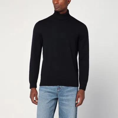 Drumohr Navy Blue Wool Turtleneck Sweater