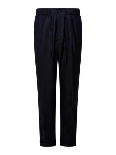 DRUMOHR NAVY BLUE WOOL TWILL TROUSERS