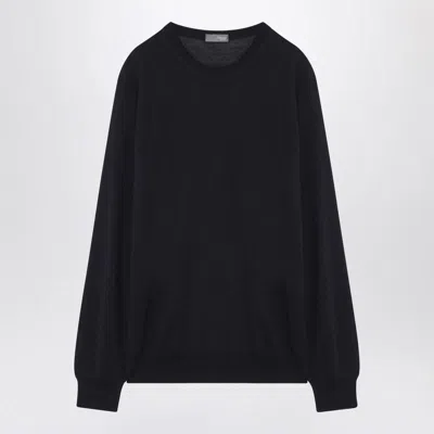 Drumohr Navy Crew-neck Sweater In Black