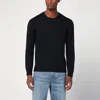 Drumohr Navy Blue Wool Crew Neck Sweater In Black