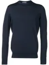 Drumohr Crew Neck Merino Wool Sweater In Blue